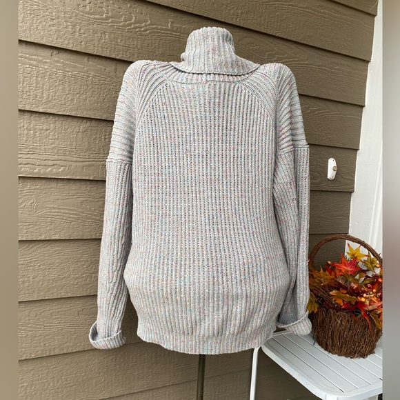 Free People Leo Sweater Silver Gleam Combo XS Oversized - Picture 2 of 16